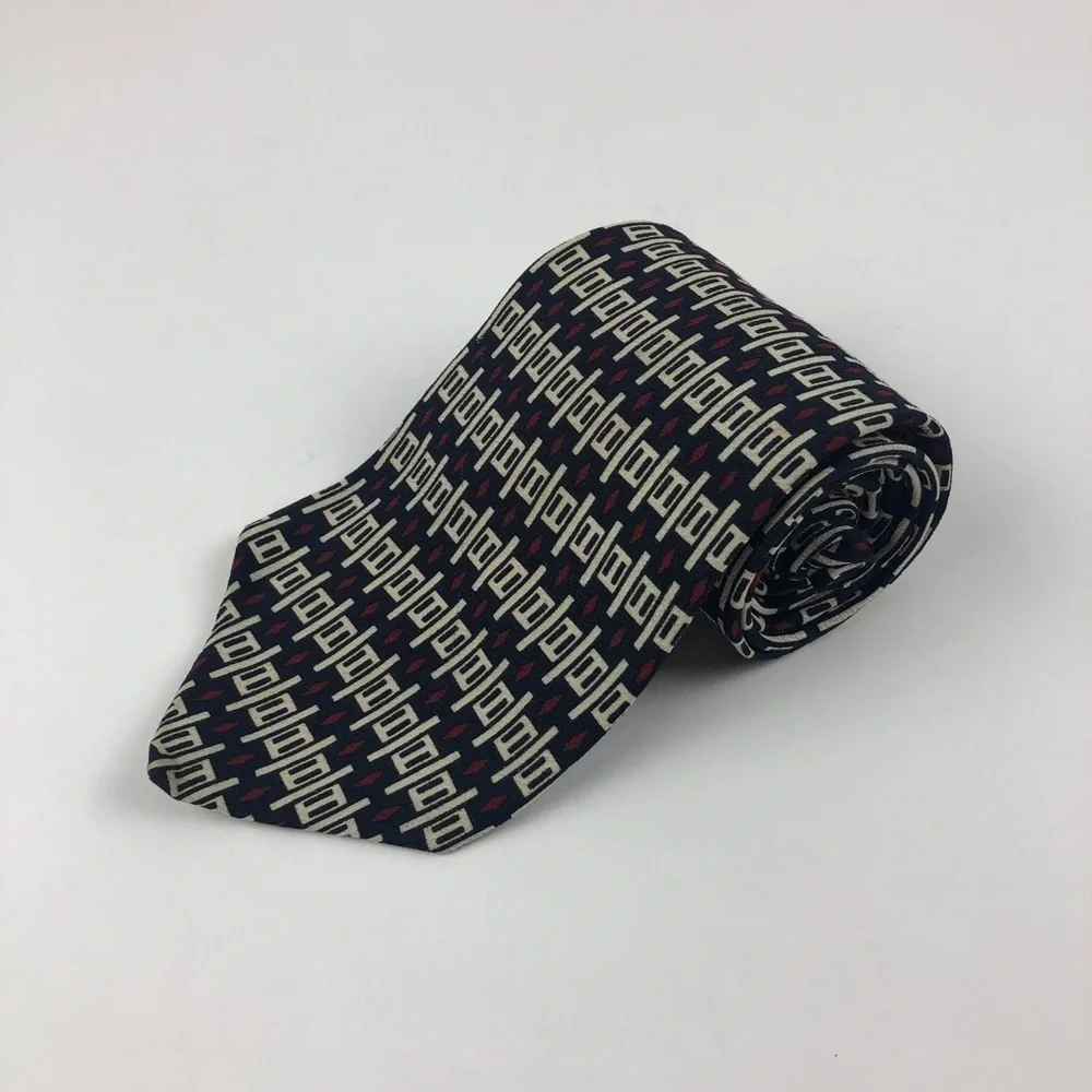 John Henry Mens Tie, Black Tan Imported Silk